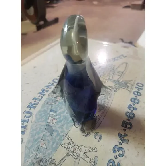 Cobalt Blue And Clear Glass Penguin - Picture 3 of 6